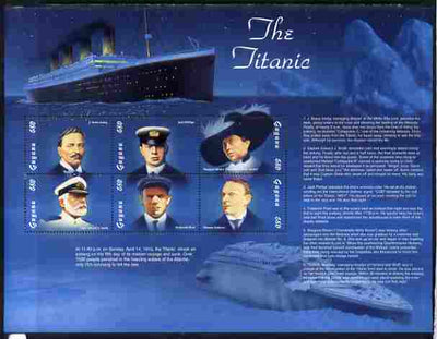 Guyana 1998 85th Anniversary of Sinking of RMS Titanic perf sheetlet containing set of 6 values unmounted mint SG 5282-87