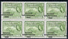 Guyana 1967-68 Independence opt on 2c (Script CA) unmounted mint block of 6 with opt misplaced (just touching perfs at left) SG 421var