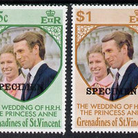 St Vincent - Grenadines 1973 Royal Wedding set of 2 opt'd Specimen unmounted mint, as SG 1-2