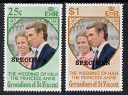 St Vincent - Grenadines 1973 Royal Wedding set of 2 opt'd Specimen unmounted mint, as SG 1-2