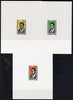 Congo 1965 President set of 3 in sunken die proofs in issued colours, as SG66-66b
