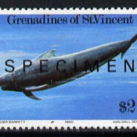St Vincent - Grenadines 1980 Whales & Dolphins $2 (Blackfish) opt'd Specimen unmounted mint, as SG 166