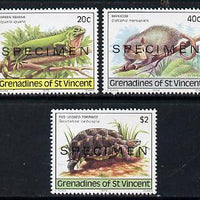 St Vincent - Grenadines 1979 Wildlife set of 3 (Iguana, Opossum & Tortoise) opt'd Specimen unmounted mint, as SG 149-51