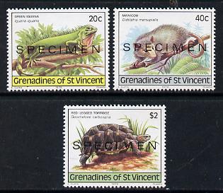 St Vincent - Grenadines 1979 Wildlife set of 3 (Iguana, Opossum & Tortoise) opt'd Specimen unmounted mint, as SG 149-51