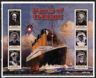 Madagascar 1998 RMS Titanic - Faces of Titanic perf sheetlet containing 6 values unmounted mint. Note this item is privately produced and is offered purely on its thematic appeal