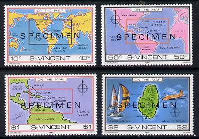 St Vincent 1980 'On the Map' set of 4 opt'd Specimen unmounted mint, as SG 651-54