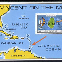 St Vincent 1980 'On the Map' m/sheet opt'd Specimen unmounted mint, as SG MS 655