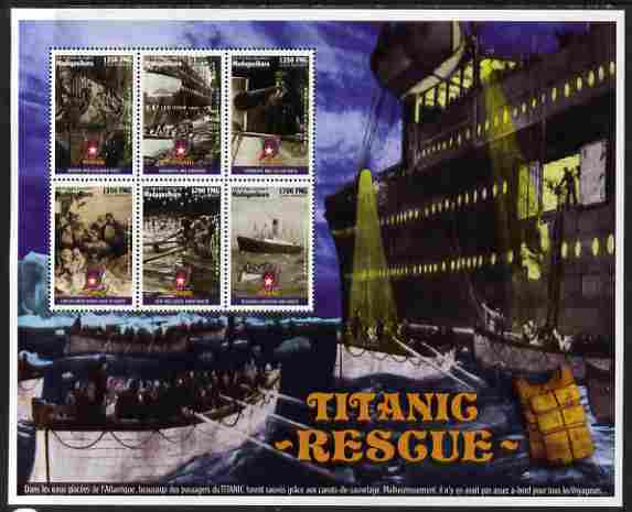 Madagascar 1998 RMS Titanic - The Rescue perf sheetlet containing 6 values unmounted mint. Note this item is privately produced and is offered purely on its thematic appeal