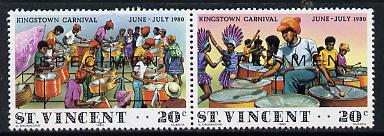 St Vincent 1980 Kingston Carnival se-tenant pair opt'd Specimen unmounted mint, as SG 638a