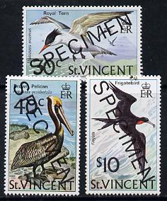 St Vincent 1974 Birds set of 3 opt'd Specimen unmounted mint, as SG 396-98