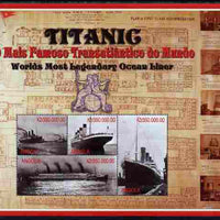 Angola 1998 RMS Titanic perf sheetlet containing 4 values unmounted mint. Note this item is privately produced and is offered purely on its thematic appeal