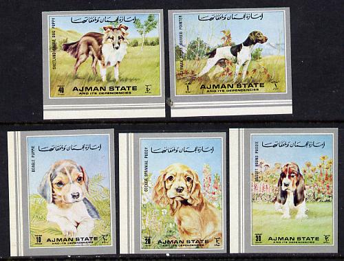 Ajman 1972 Dogs imperf set of 5 unmounted mint (Mi 1538-41B)