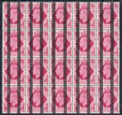 Great Britain 1939 KG6 8d unmounted mint block of 20 (5x4) with Post Office Training bars opt, difficult in blocks