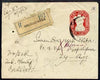 India 1953 postal stationery env registered from Shugudanga marked ‘Refused’