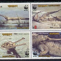 Bangladesh 1990 WWF Endangered Wildlife (Gharial) se-tenant block of 4 unmounted mint, SG 340a