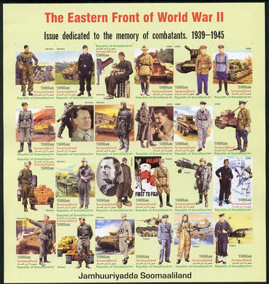 Somaliland 2011 The Eastern Front of WW2 #1 imperf sheetlet containing 24 values unmounted mint