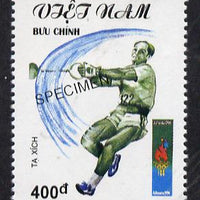 Vietnam 1995 Hammer 400d value from Olympic Games set of 4, overprinted SPECIMEN (only 200 produced) unmounted mint