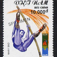 Vietnam 1995 Pole Vault 10,000d value from Olympic Games set of 4, overprinted SPECIMEN (only 200 produced) unmounted mint