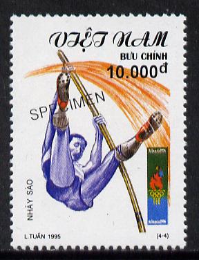 Vietnam 1995 Pole Vault 10,000d value from Olympic Games set of 4, overprinted SPECIMEN (only 200 produced) unmounted mint
