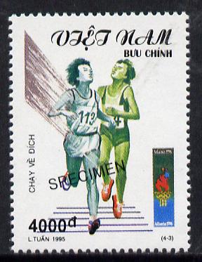 Vietnam 1995 Running 4,000d value from Olympic Games set of 4, overprinted SPECIMEN (only 200 produced) unmounted mint