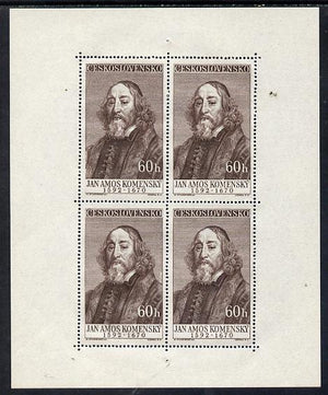 Czechoslovakia 1957 J A Komensky (Comenius) 60h perf sheetlet of 4 unmounted mint, as SG 969