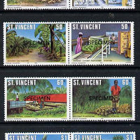 St Vincent 1981 Agriculture set of 8 (4 se-tenant pairs) opt'd Specimen unmounted mint, as SG 660-67