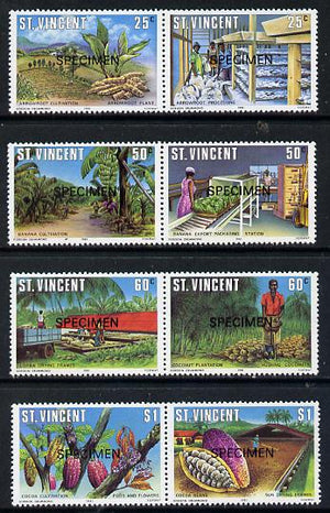 St Vincent 1981 Agriculture set of 8 (4 se-tenant pairs) opt'd Specimen unmounted mint, as SG 660-67