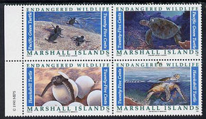 Marshall Islands 1990 Turtles set of 4 in unmounted mint se-tenant block SG 345a