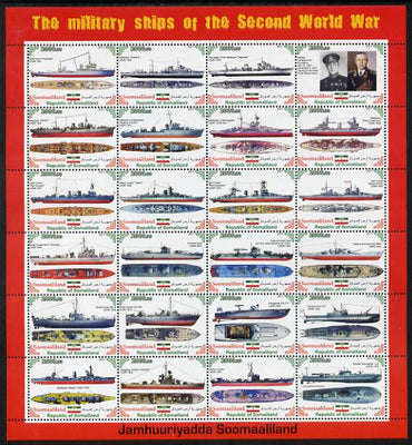 Somaliland 2011 Military Ships of WW2 #3 perf sheetlet containing 24 values unmounted mint