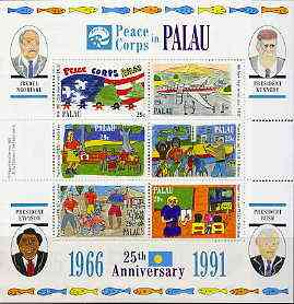 Palau 1991 US Peace Corps sheetlet containing set of 6 unmounted mint, SG 488a