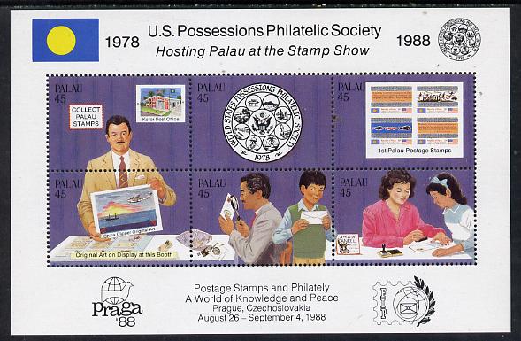 Palau 1988 'Praga 88' Stamp Exhibition (US Possessions Philatelic Society) m/sheet unmounted mint, SG MS 241