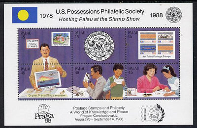 Palau 1988 'Praga 88' Stamp Exhibition (US Possessions Philatelic Society) m/sheet unmounted mint, SG MS 241