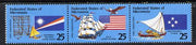 Micronesia 1990 Free Association strip of 3 (Birds, Ships & Flags) unmounted mint SG 198a