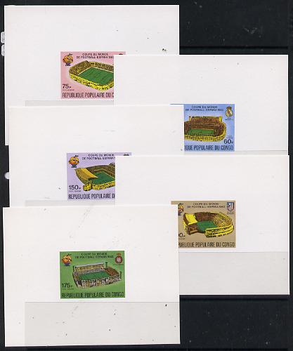 Congo 1980 Football World Cup deluxe miniature sheets (set of 5) imperf on thin card