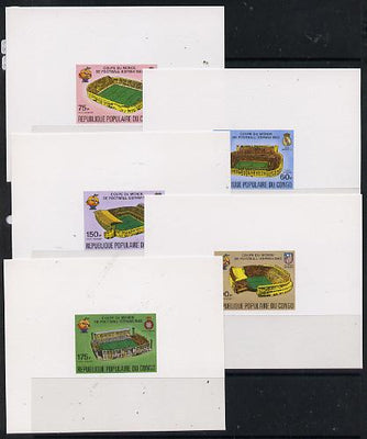 Congo 1980 Football World Cup deluxe miniature sheets (set of 5) imperf on thin card