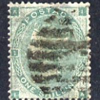 Great Britain 1862-64 QV 1s green plate 2 good colour but short perf, used SG90