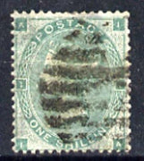 Great Britain 1862-64 QV 1s green plate 2 good colour but short perf, used SG90