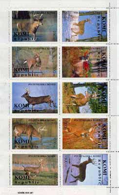 Komi Republic 1996 Deer sheetlet containing complete set of 10 values unmounted mint