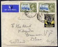 Kenya, Uganda & Tanganyika 1935 commercial cover to Scotland (with original letter) bearing pair Silver Jubilee 20c plus KG5 10c lion