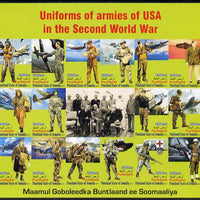 Somaliland 2011 Uniforms of Armies of the USA in World War II imperf sheetlet containing 16 values unmounted mint