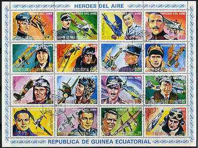 Equatorial Guinea 1974 (?) Heroes of the Air set of 16 fine cto used