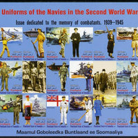Somaliland 2011 Uniforms of the Navies in World War II #1 imperf sheetlet containing 18 values unmounted mint