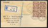 Ireland 1926 reg cover to USA bearing block of 4 x 2.5d with superb Drogheda cds cancels, cover slightly faded around address