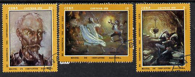 Cuba 1972 Cervantes Birth Anniversary (Paintings by Fernandez) cto set of 3, SG 1966-68*