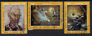 Cuba 1972 Cervantes Birth Anniversary (Paintings by Fernandez) cto set of 3, SG 1966-68*
