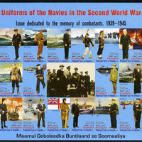 Somaliland 2011 Uniforms of the Navies in World War II #2 imperf sheetlet containing 16 values unmounted mint