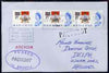 Bahamas used in Dakar (Senegal) 1968 Paquebot cover to England carried on SS Arcadia with various paquebot and ships cachets
