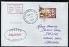 Tonga used in Cristobal (Canal Zone) 1968 Paquebot cover to England carried on SS Arcadia with various paquebot and ships cachets