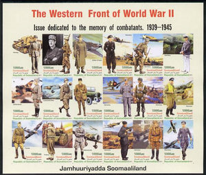 Somaliland 2011 The Western Front of World War II #1 imperf sheetlet containing 18 values unmounted mint