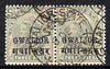 Indian States - Gwalior 1899-1911 QV 3p horiz pair fine used, SG39 cat £120